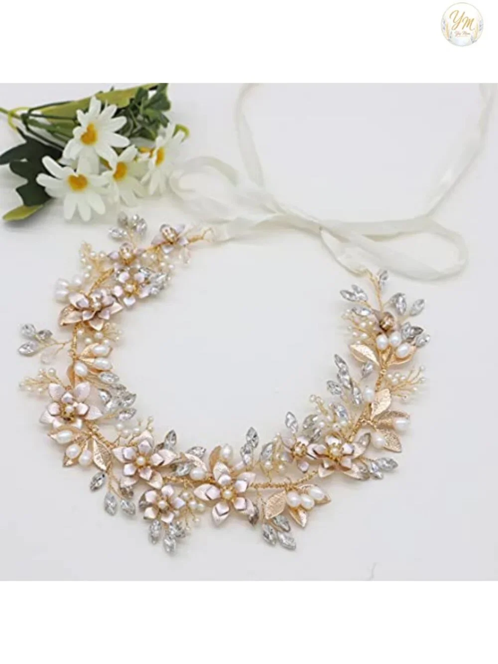 Bridal Headband with Freshwater Pearls & Crystals Hair Accessory